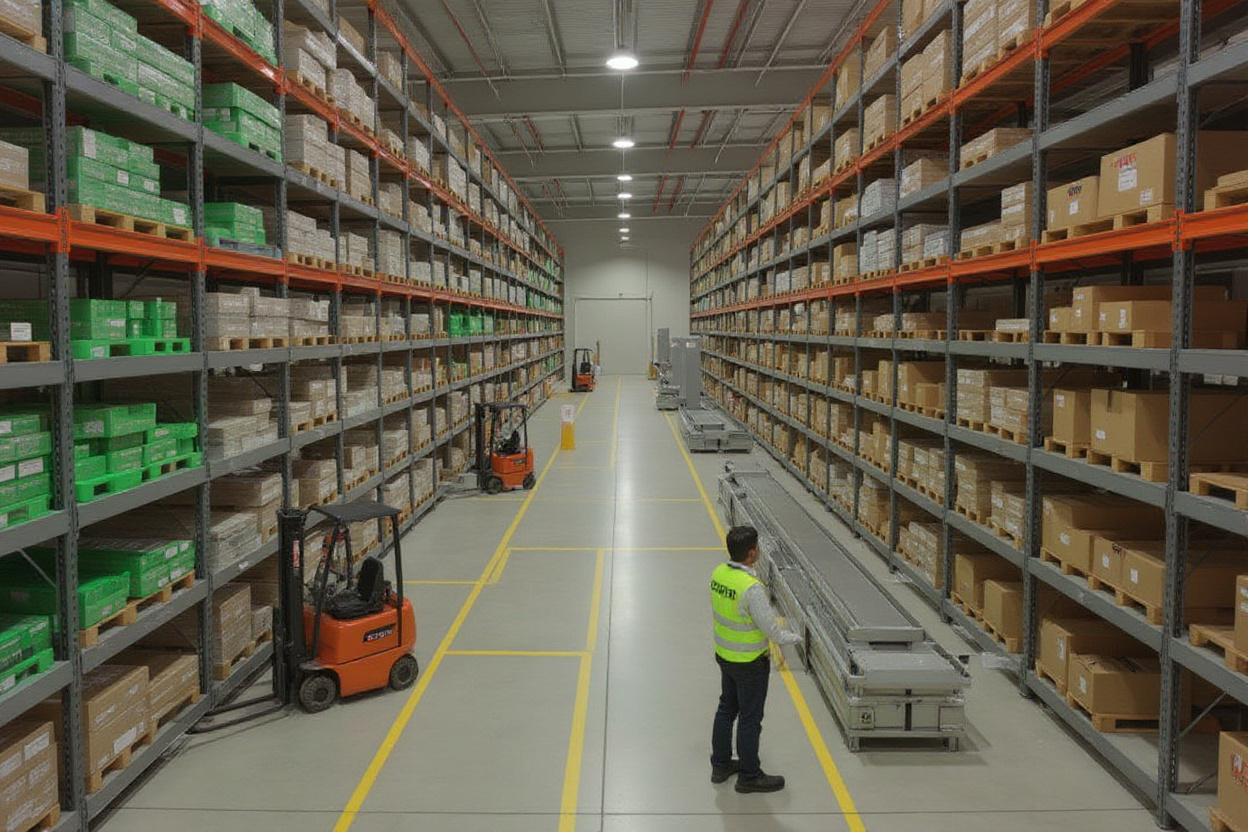 Distribution center pallet rack systems for efficient product sorting and shipping operations#1.5