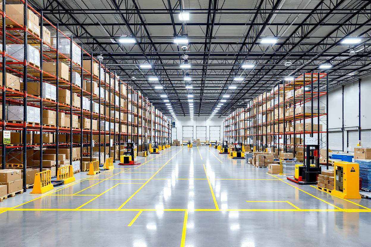 Retail distribution centers with organized pallet storage and inventory management systems#1.6