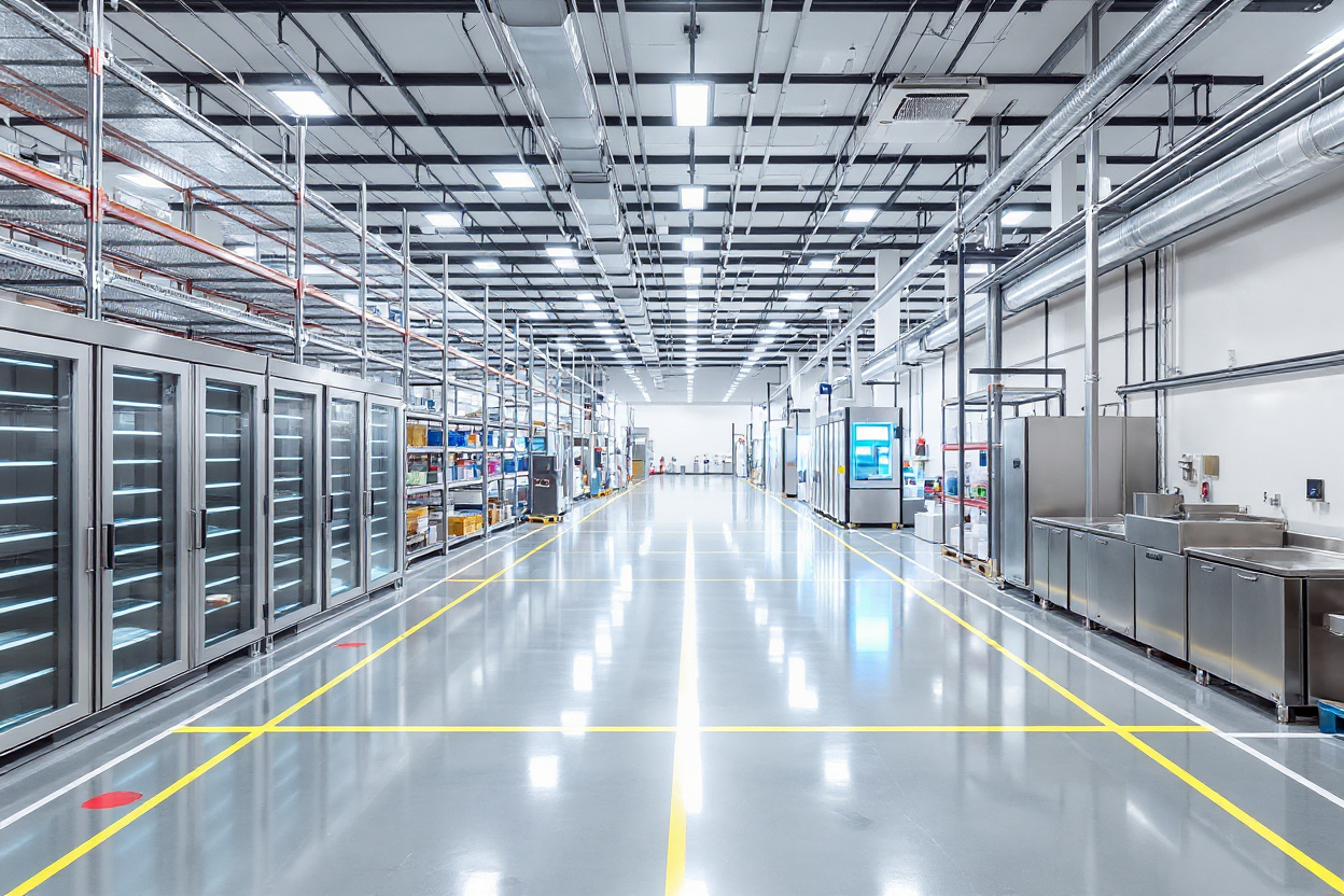 Food service facilities with hygienic pallet containers and storage systems#1.6