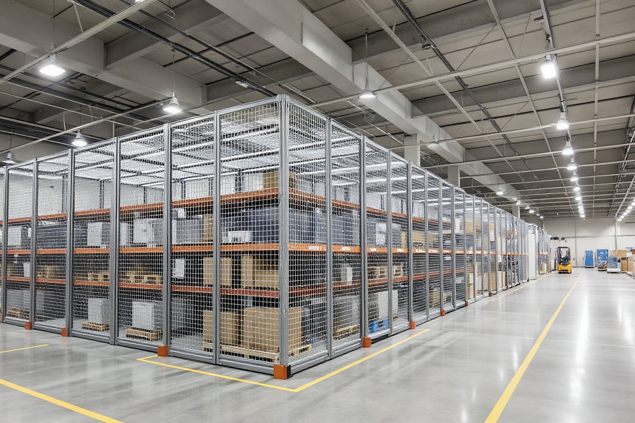 Warehousing and distribution centers using security cages for inventory protection#1.5
