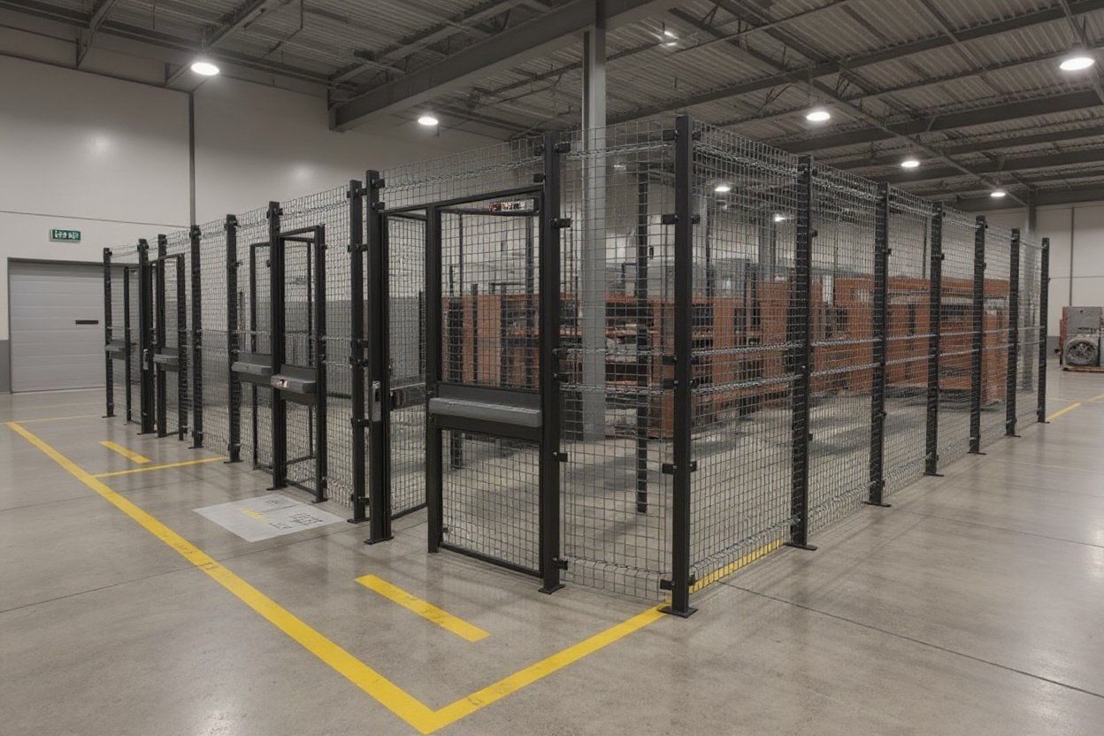 Distribution center implementing driver access cages and secure storage solutions for controlled facility access#1.6