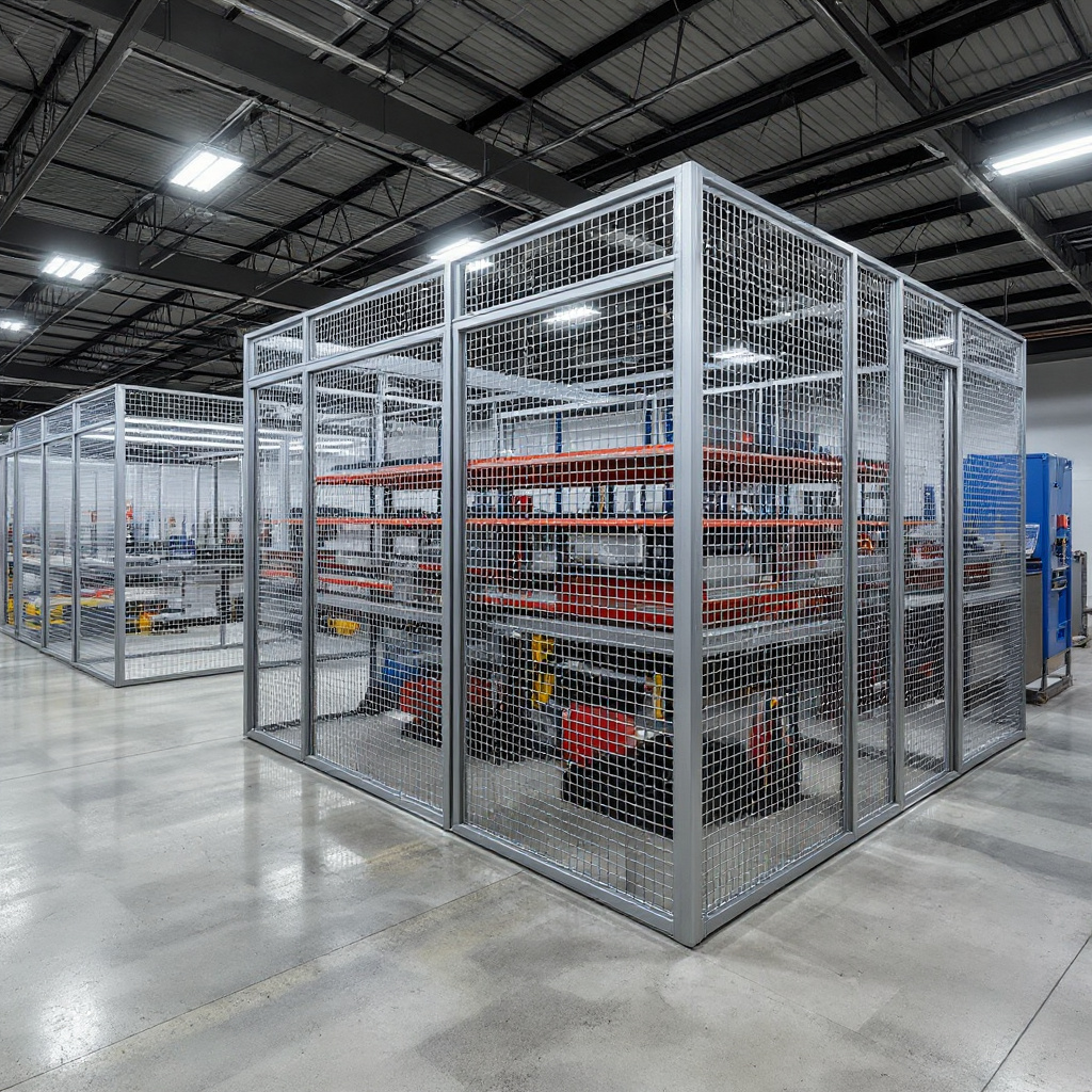Manufacturing facility using security cages for tool cribs and supply storage areas#1.0
