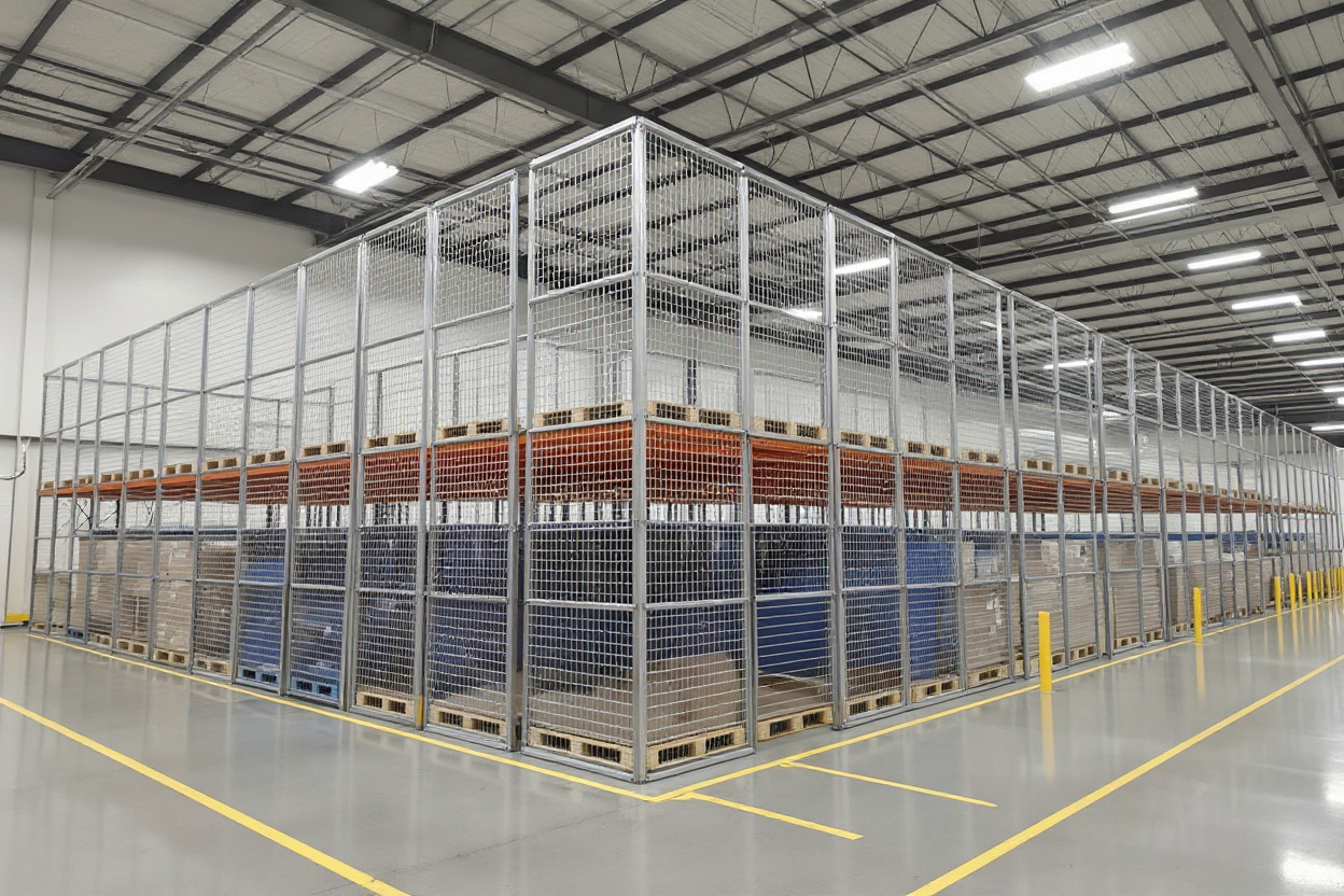 Warehousing storage solutions with security cages for inventory protection and theft prevention#1.6