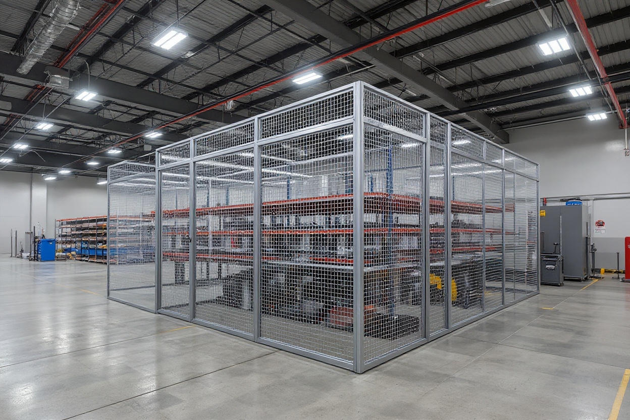 Manufacturing facility security cages for tool cribs and high value equipment protection#1.6