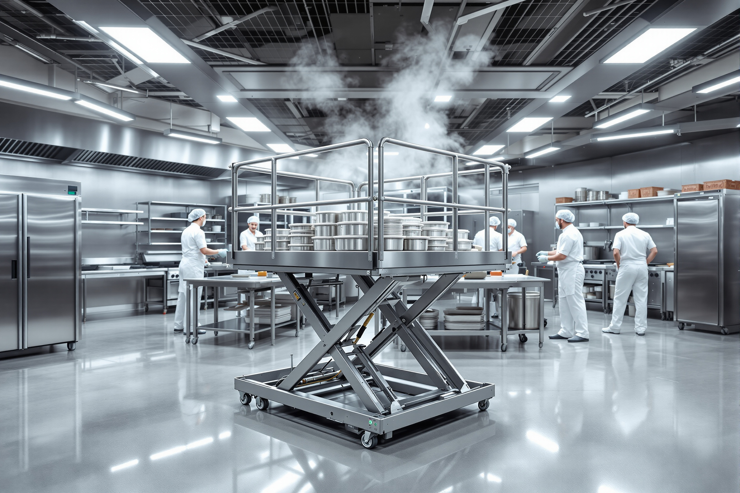 Food service facilities using hydraulic platform lifts for safe and hygienic material handling operations#1.6