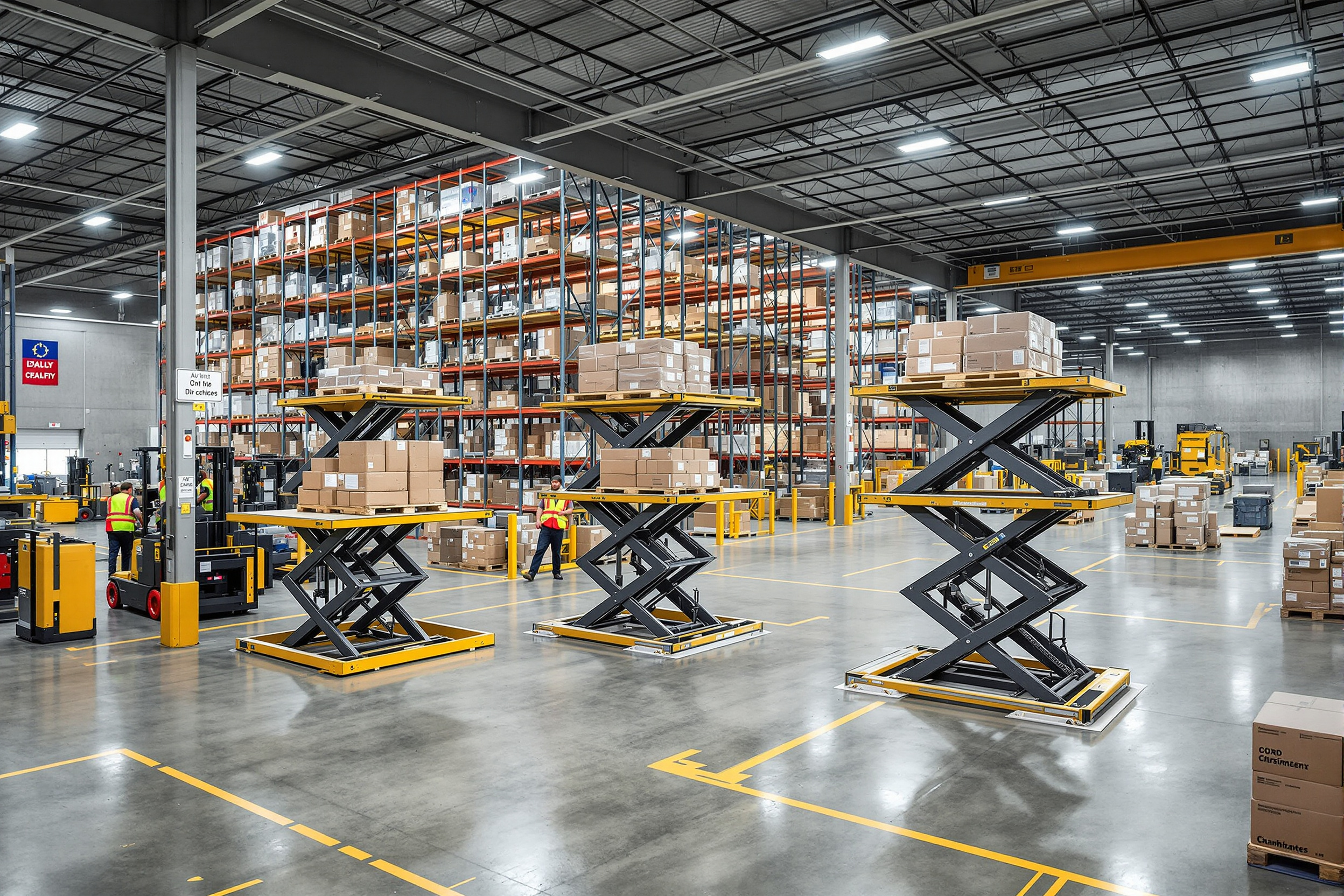 Warehousing and distribution center operations with scissor lift tables for material handling#1.5