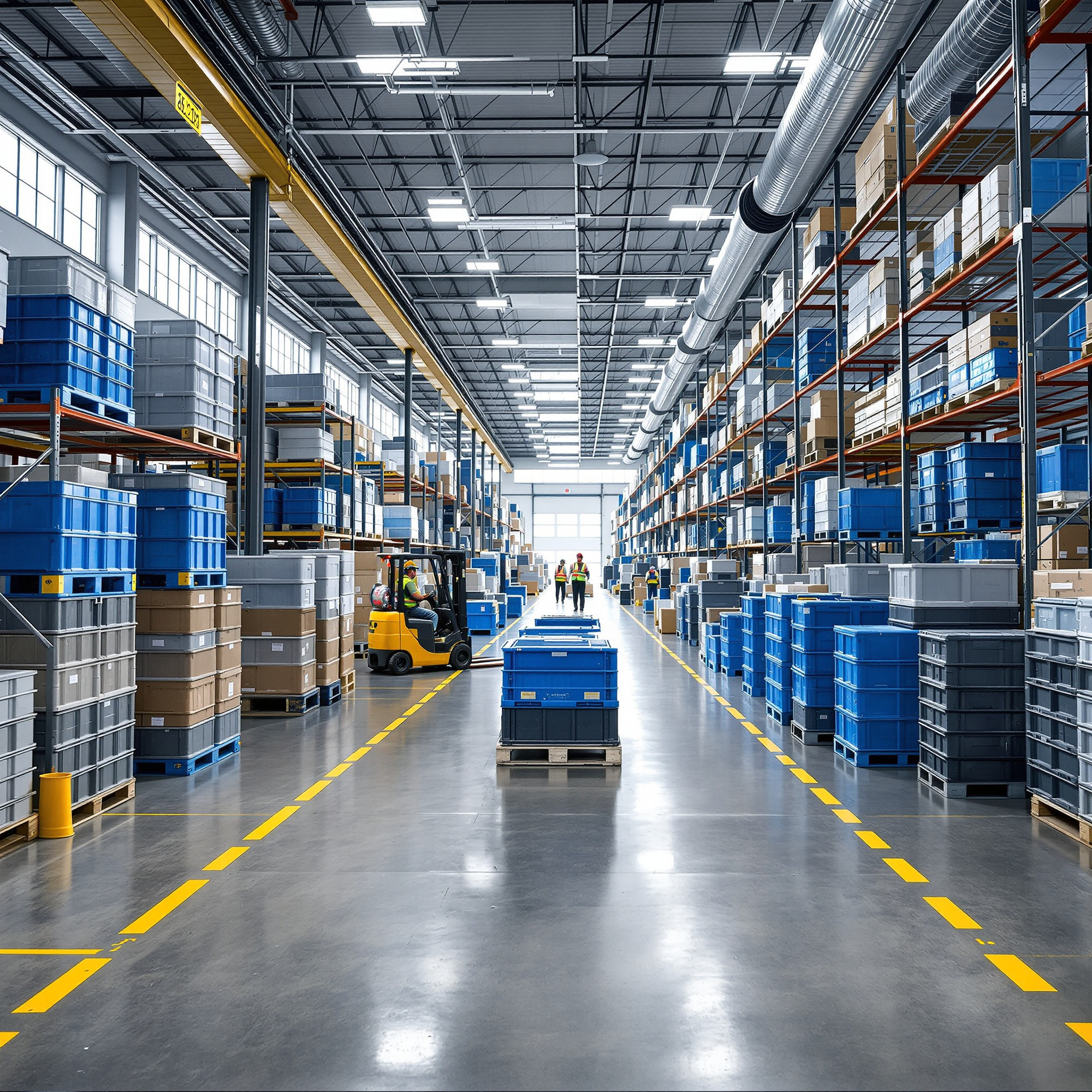 Distribution center operations with plastic pallet containers for shipping#1.0