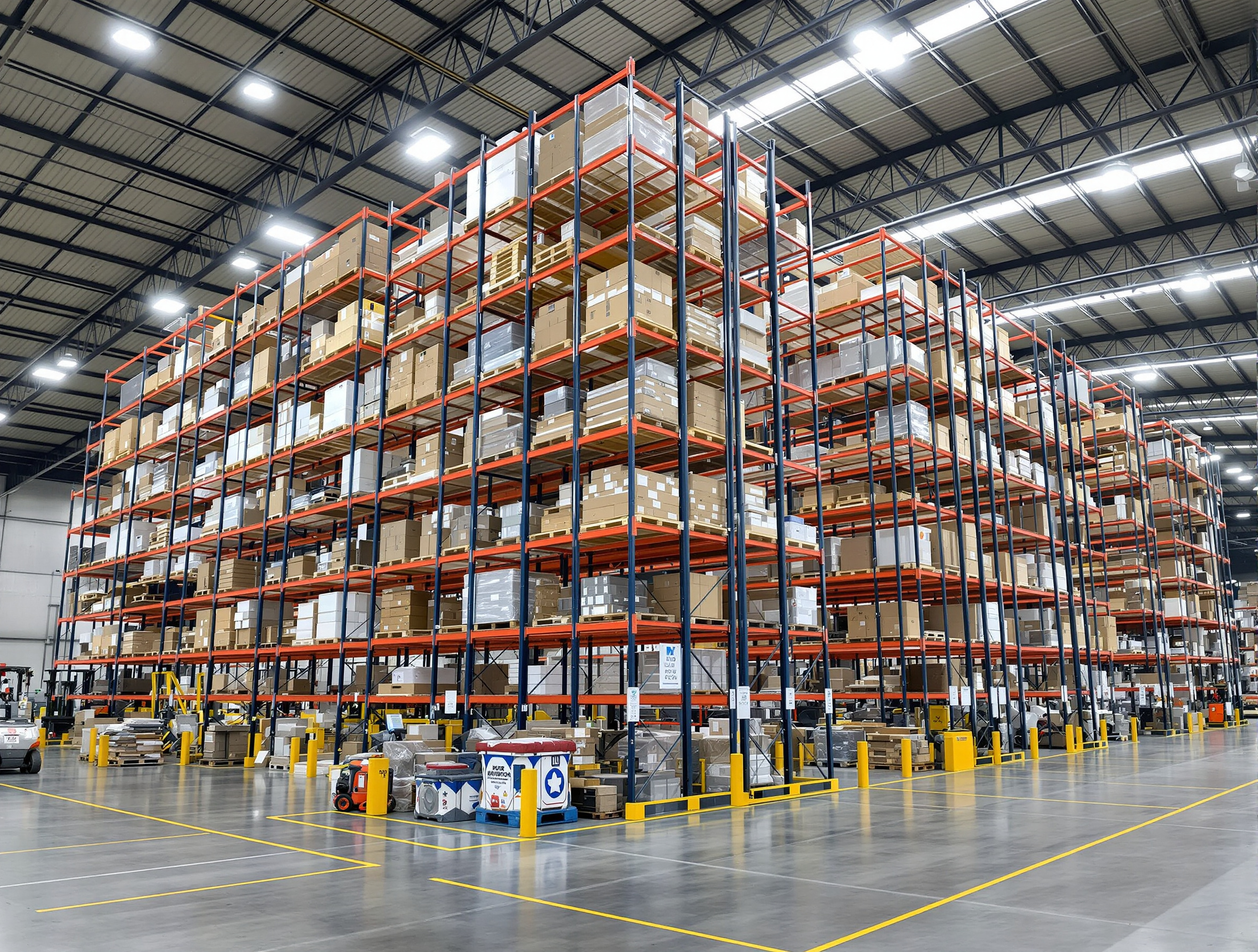 Manufacturing facility using industrial racks for raw materials and finished goods storage#1.3