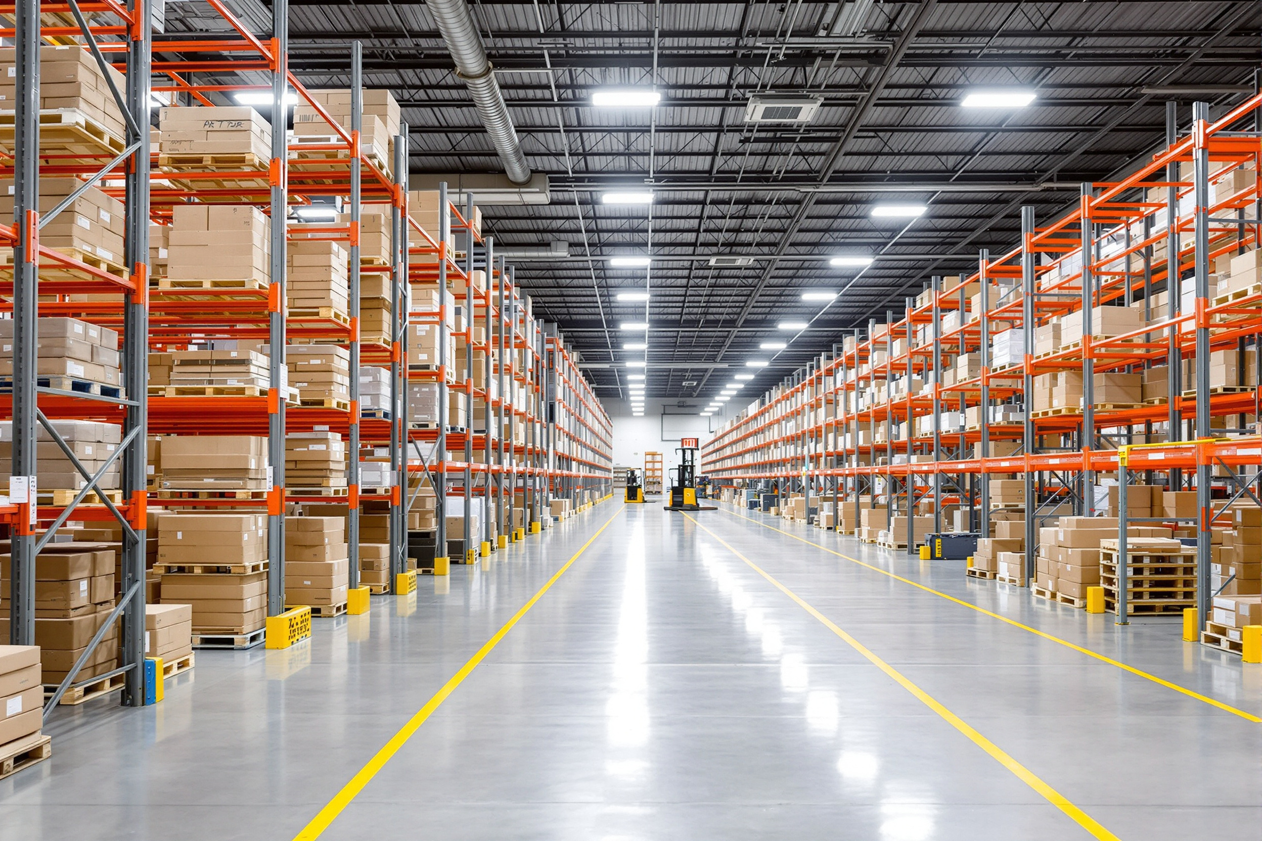 Manufacturing facility with organized parts storage and pallet racking#1.6