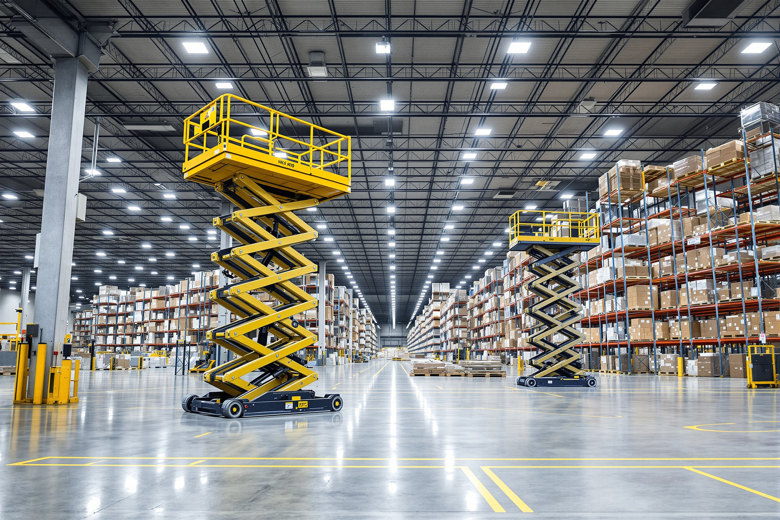 Distribution center with high rise scissor lifts for efficient material handling#1.6