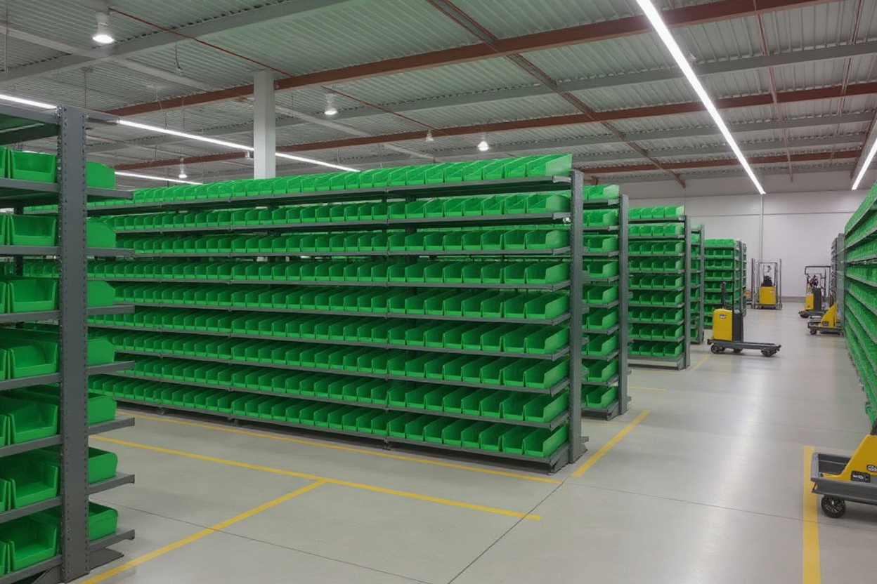 Retail environment with organized storage systems and material handling equipment#1.6