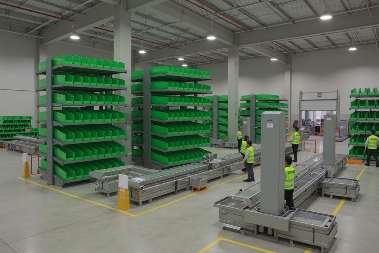Distribution center with efficient product sorting and storage systems#1.6