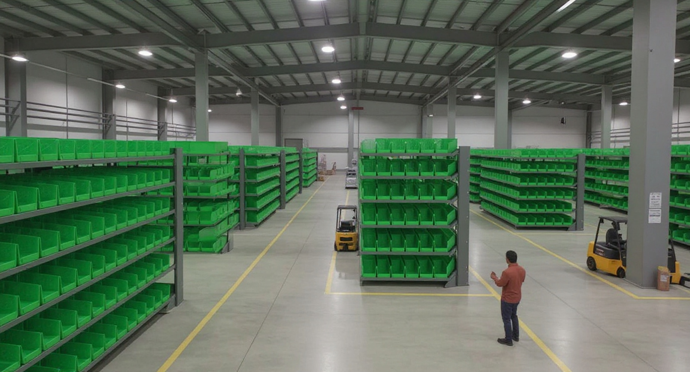 Warehousing and distribution operations with storage bins#16:9