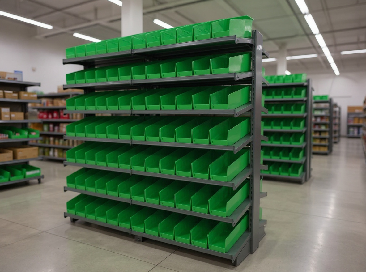 Retail environment using shelf bins for backroom organization and inventory management systems#1.3