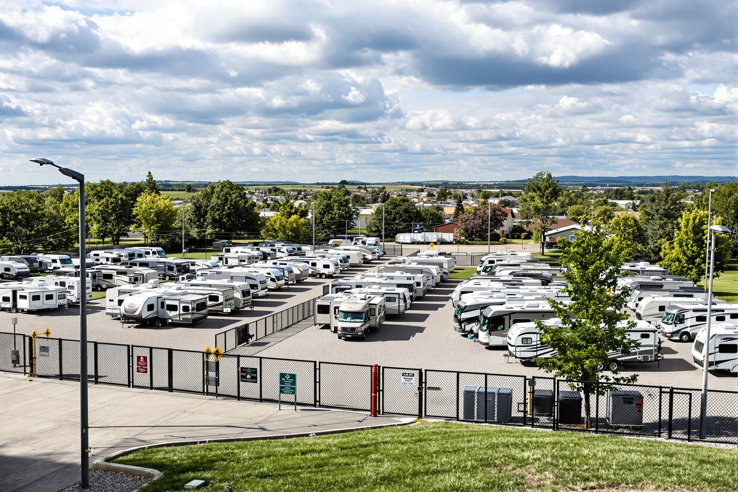 RV and camper storage facility with secure outdoor spaces for recreational vehicles#1.5