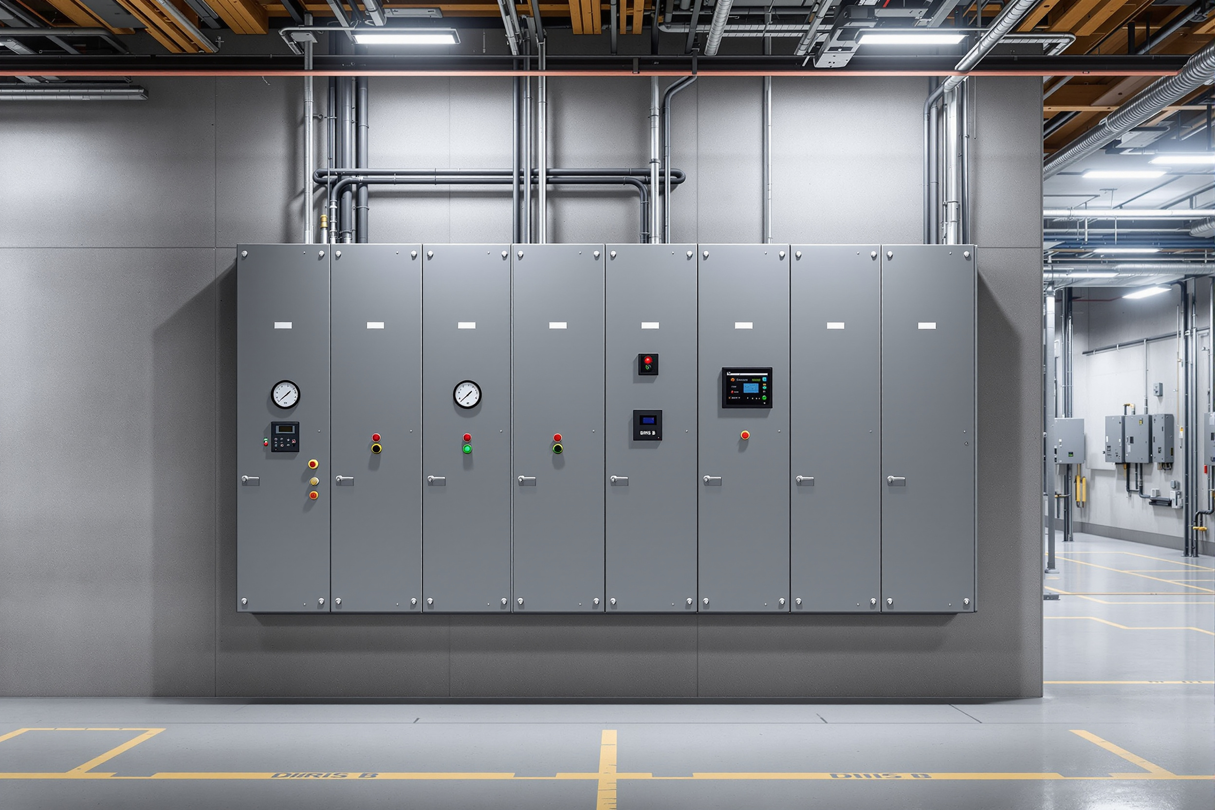 Industrial facility power monitoring system with electrical panels and DIRIS B monitoring device#1.5