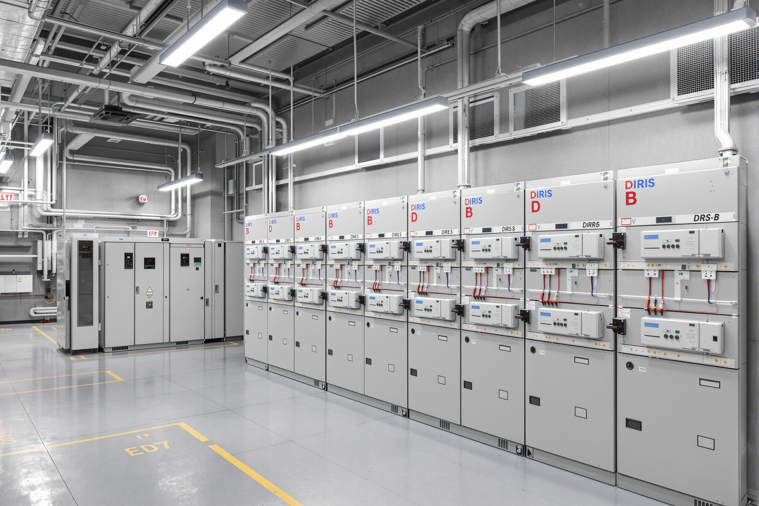 Commercial building electrical systems with power monitoring infrastructure and DIRIS B installation#1.5