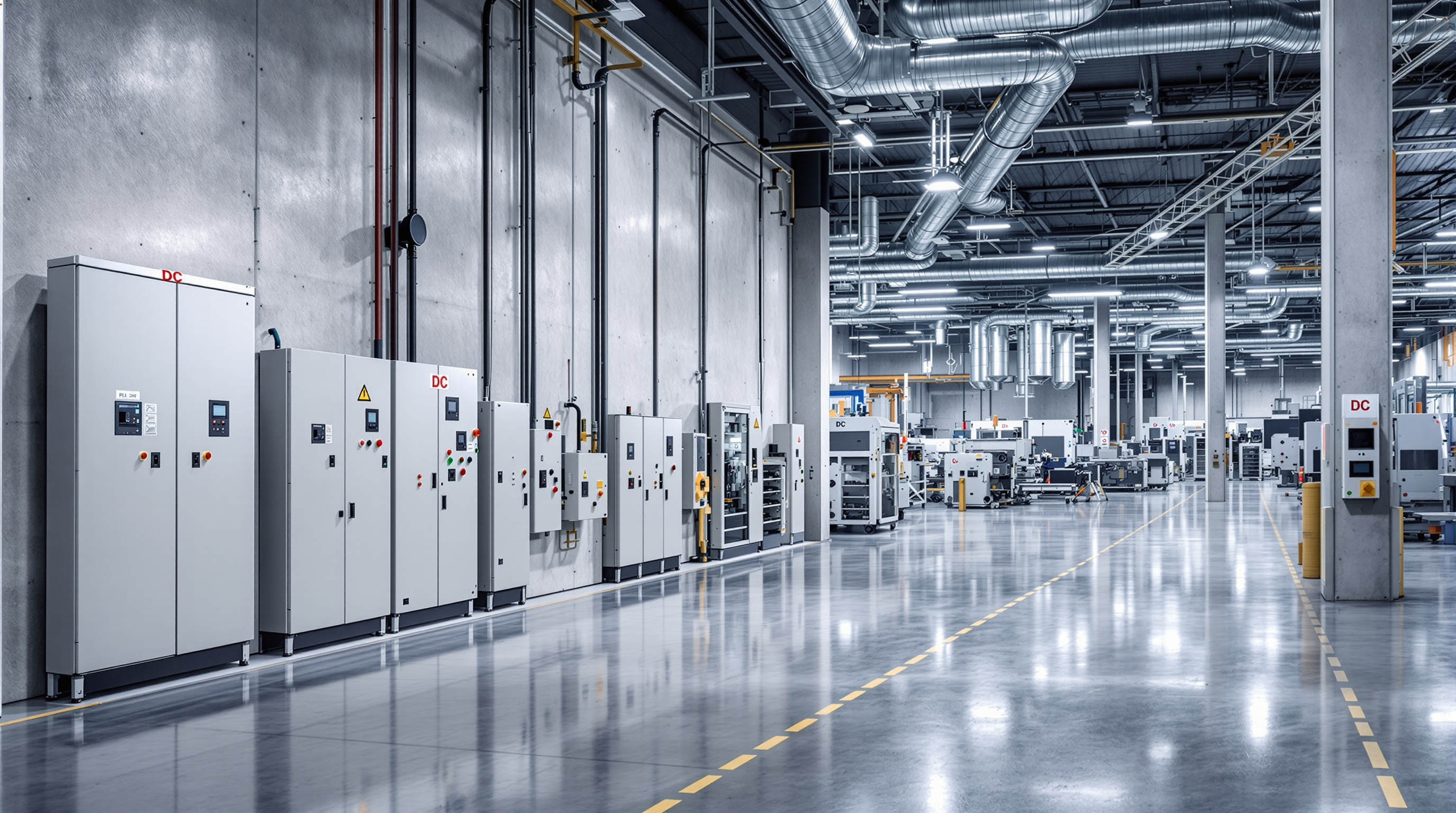 Industrial manufacturing facilities with DC power distribution and safety switching systems#1.9