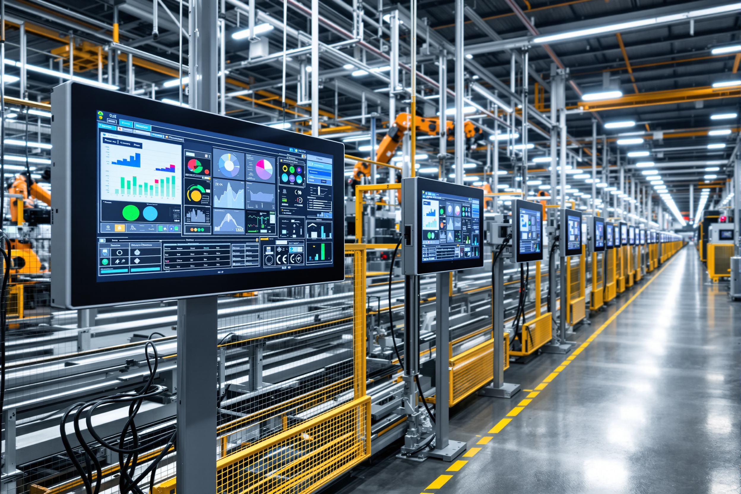 Manufacturing automation with HMI displays for production line control#1.6