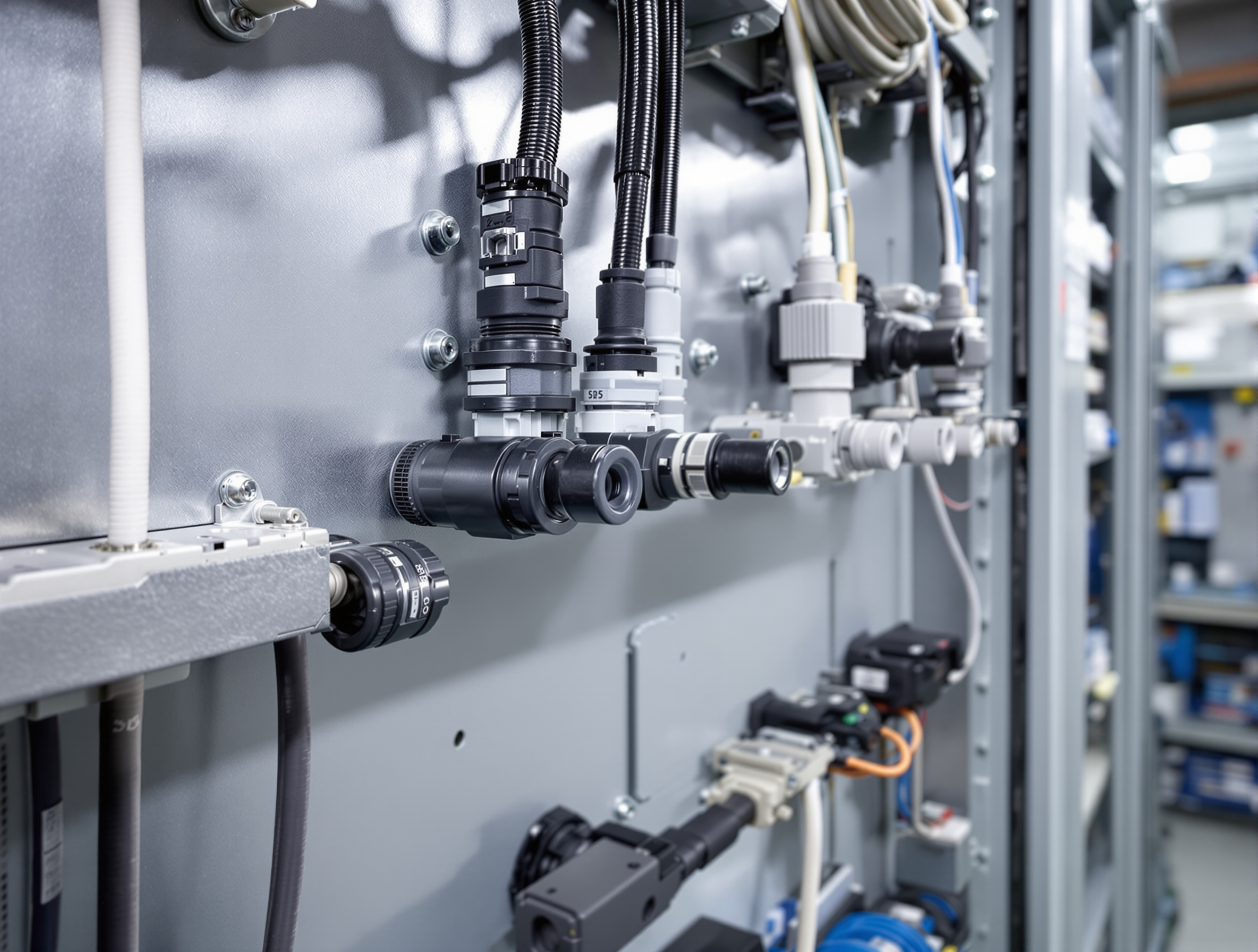 Flexible electrical connectors in control cabinet installations with vibration-resistant connections#1.2