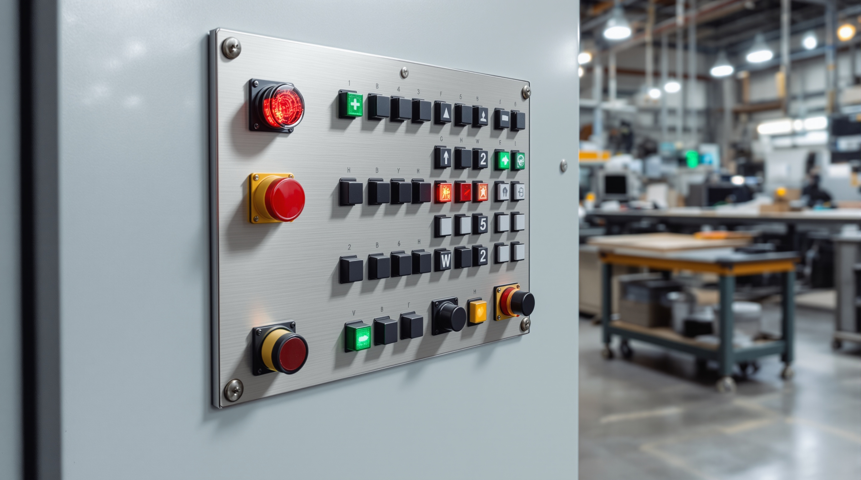 Machine control interface with pushbuttons and pilot lights#1.7