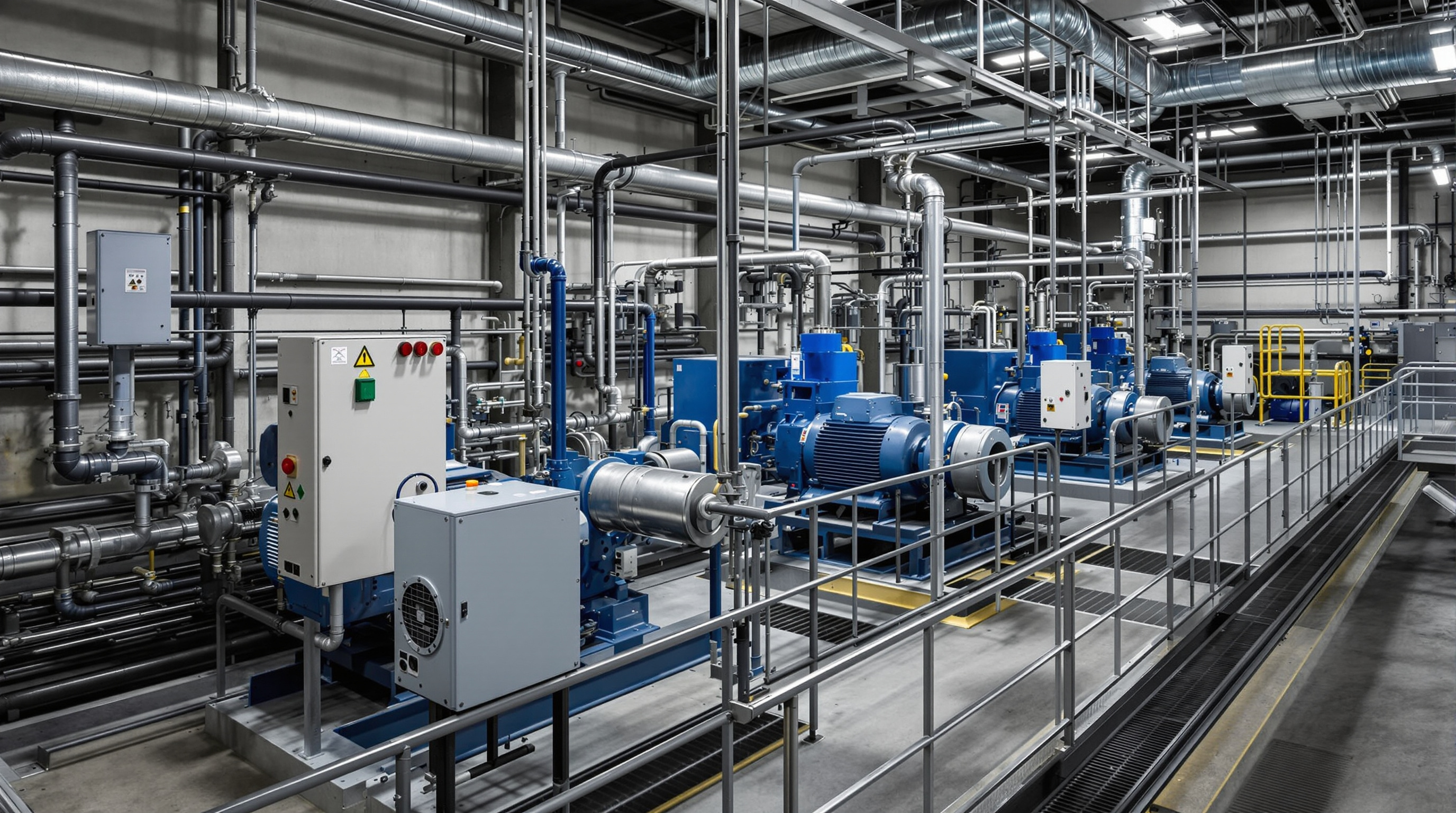 Water treatment plant with pumps and fan systems controlled by variable frequency drives#1.9