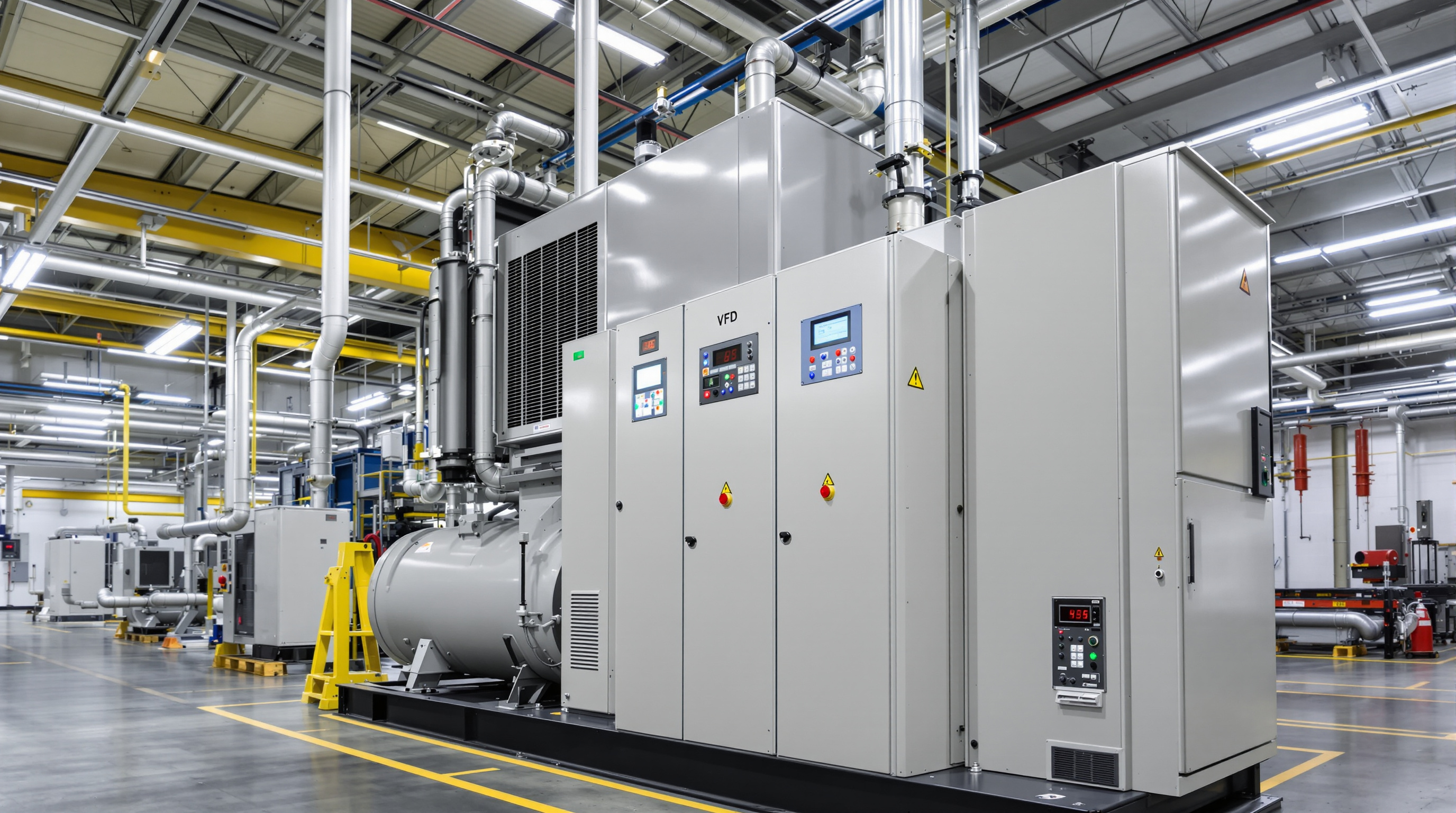 Compressor system with variable frequency drives controlling motor speed and energy consumption#1.9